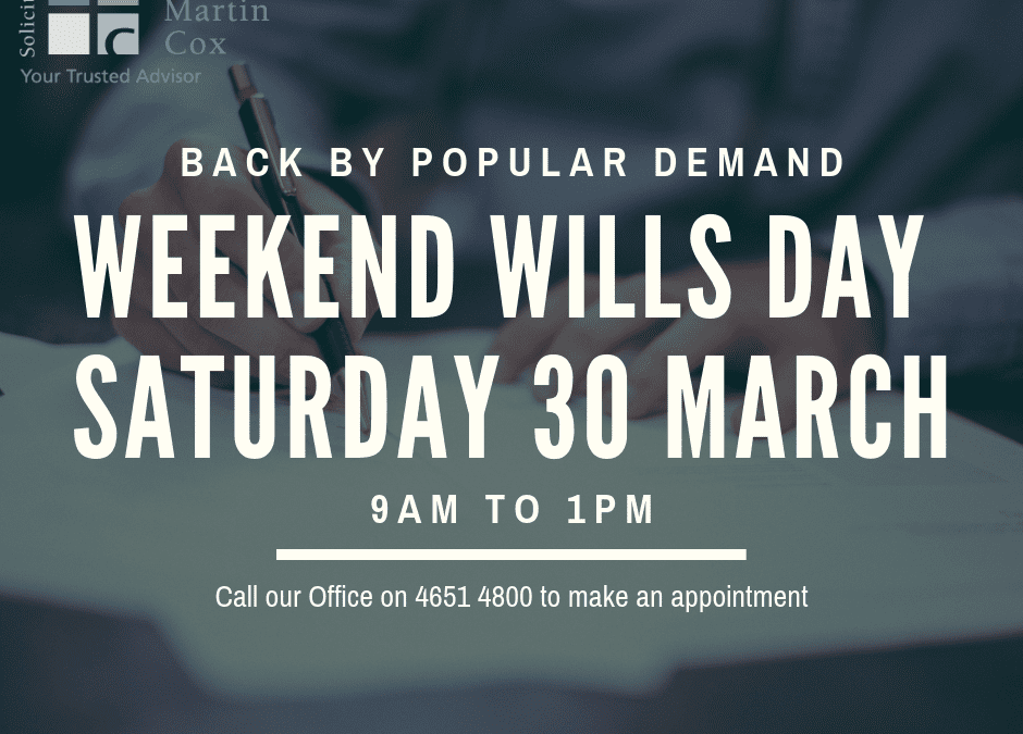 Weekend Wills Back By Popular Demand!