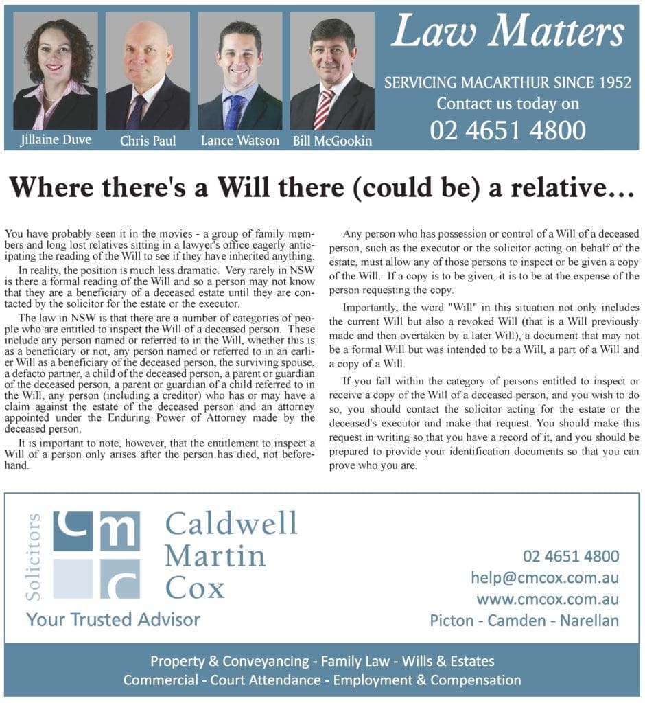 Where there’s a Will there (could be) a relative…..