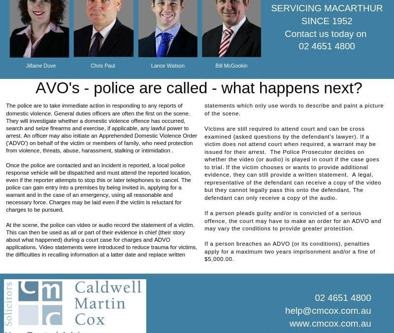 AVO’s – police called – what next?