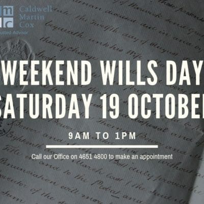 Weekend Wills Day is back!