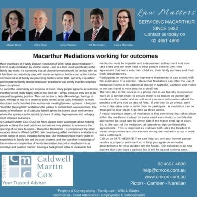 Macarthur Mediations working for outcomes