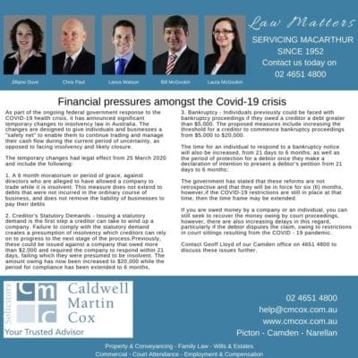 Financial pressures amongst the Covid-19 crisis
