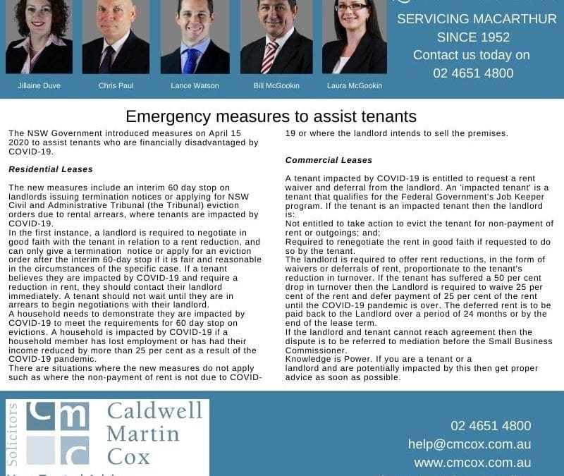 Emergency Measures for Tenants