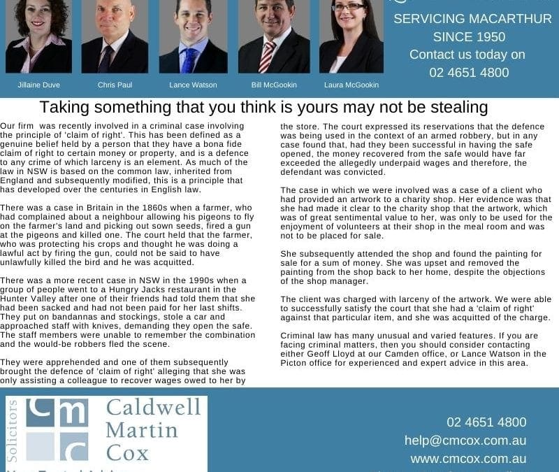 Taking something that you think is yours may not be stealing