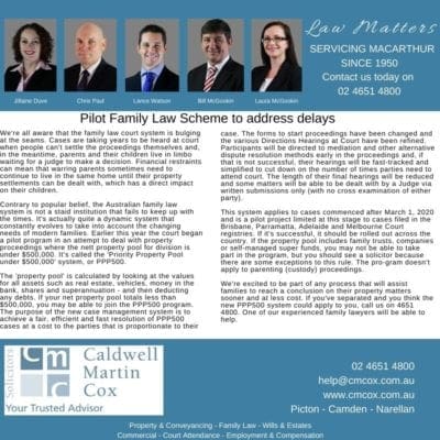 Pilot Family Law Scheme to address delays