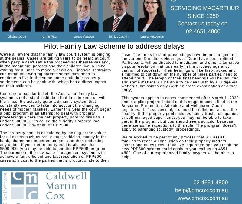 Pilot Family Law Scheme to address delays